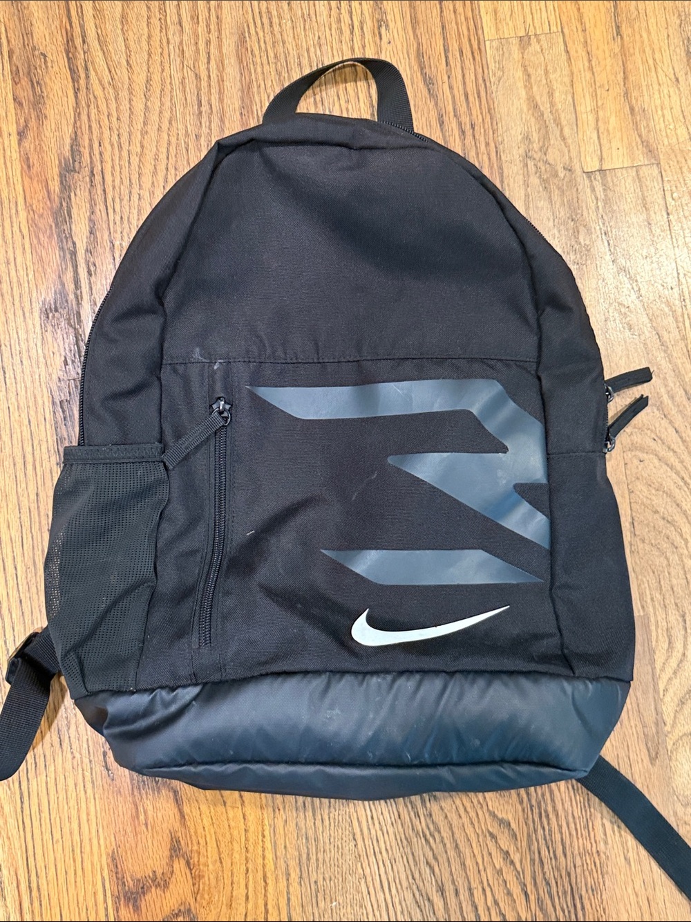 Nike Black Backpack with Grey Graphic and White Swoosh